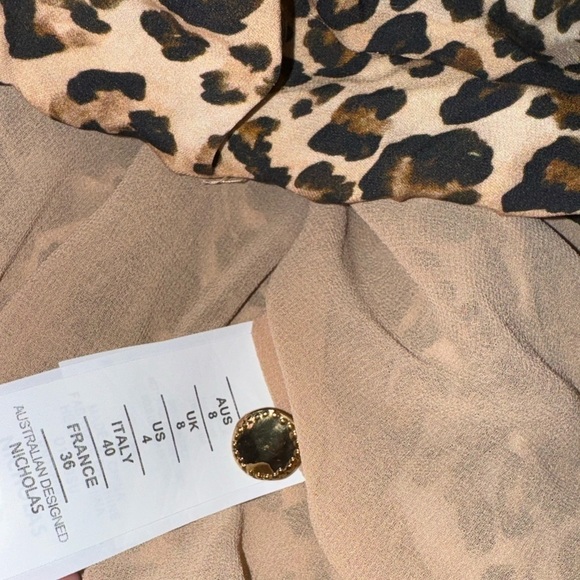 Nicholas Gathered Dress In Leopard Print Brown Mini Ruched Size US 4 Italy 40 - Picture 8 of 11